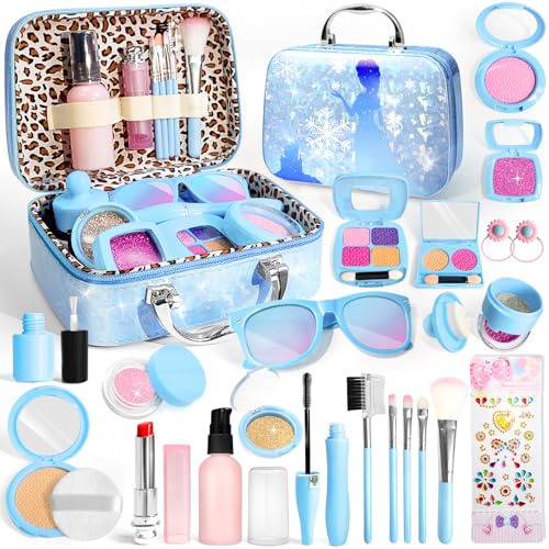 INNOCHEER Pretend Makeup for Toddlers, Fake Play Makeup for Little Girls, Frozen Toy Makeup Set for Girls, Birthday Christmas Princess Gifts Toddler Girl Toys Age 3 4 5 6 7 8 (Not Real Makeup)