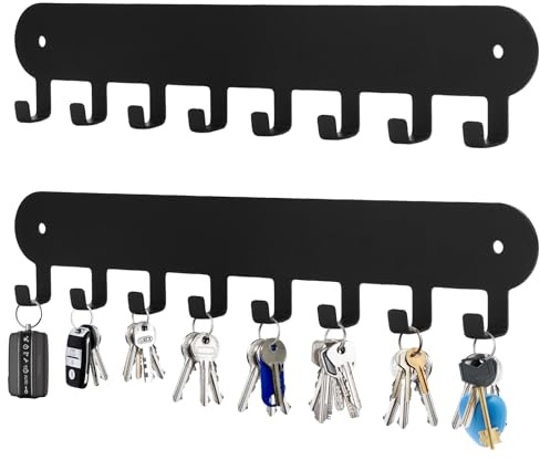 Fiteber 2 Stück Schlüsselbrett, Schlüsselleiste mit 8 Haken | Schlüsselhalter ohne Bohren, Schlüsselbrett