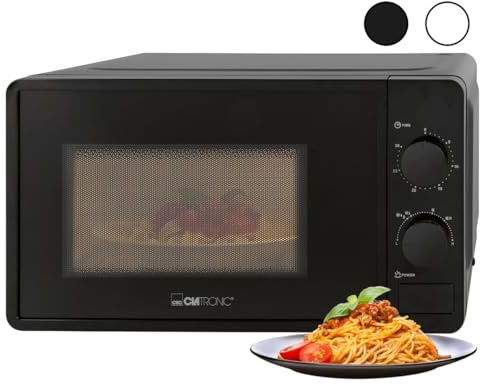 Clatronic® Forno a microonde con vano cottura da 20 l e illuminazione per camera di cottura, Microwave con 6 livelli di potenza, Microonde con timer da 30 minuti, Microonde con piatto girevole Ø 24,5