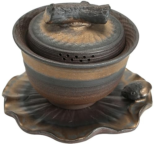 Service à thé Kung Fu à Combustion Ancienne, Trois pour Couvrir, Bol, théière, Tasse à Bois, glaçage en Fer (comme indiqué, Convient à Tous)