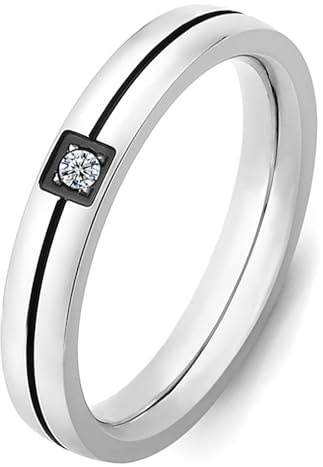 Tidefire Bague D'Amour et D'Amitié en Acier Inoxydable, Titane et Zircon Cubique Pour Hommes et Femmes (Argenté Noir 8)