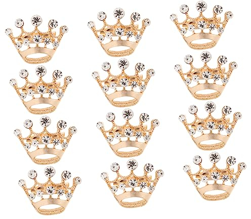 SHINEOFI 12 Stück Kronen-Broschennadeln Modische Strass-Kronenbrosche Hochzeit Party Festzug Tiara Krone Anstecknadel Dekorativ Für Hochzeit Valentinstag (Gold)