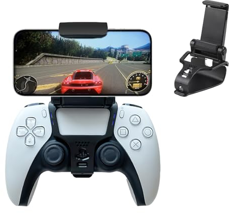 BIVOFU Support Téléphone Portable Manette PS5 Pliable, Support Clip pour Playstation 5 DualSense Controller, Clip Pliable Angle Vue Ajustable, Compatible avec Smartphones- Noir(Manette Non Incluse)