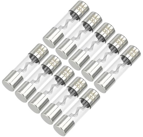 Partuto 10 Stück 10x38mm 0,39x1,50 Zoll 100A Universal AGU Glassicherung - Kfz-Sicherungsröhre zum Schutz der Stromversorgung - Metall Silberton