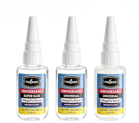 TUFROX 3pc X 25g Clear Super Glue 3900PSI High Viscosity Quick-Dry Instant Bond for Plastic, Metal, Leather, Ceramics, Wood, Shoe, DIY Craft & More; Anti-Clog Cap, All Purpose Superglue