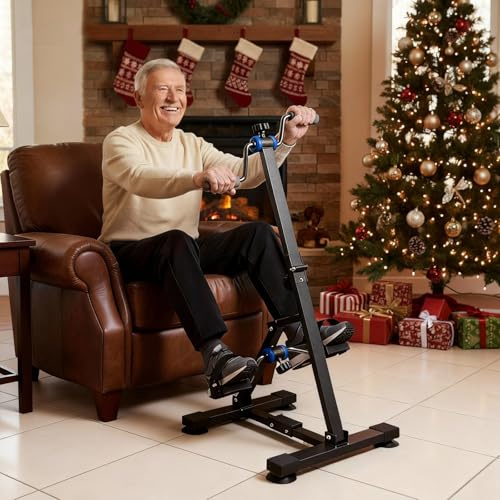 Arm and Leg Exercise Bike for Seniors - Folding Pedal Exerciser for Elderly, Adjustable Hand Bike for Physical Therapy,Knee Stroke Therapy Equipment, Non-slip Suckers and Anti-scratch Feets for Option