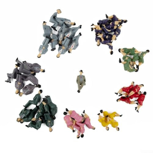 50 Stück bemalte Modellfiguren im Maßstab 1:32 sitzende Züge Architektur Passagiere für Miniaturszenen zum Erstellen von Menschenmengen