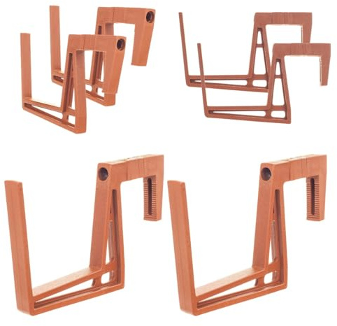 KADAX Balkonkastenhalter aus Plastik, Blumenkastenhalterung ohne Bohren, verstellbare Haken und Halter für Blumenkasten, Balkonkasten Halterung für Balkon (Ziegelrot 2-er Set)