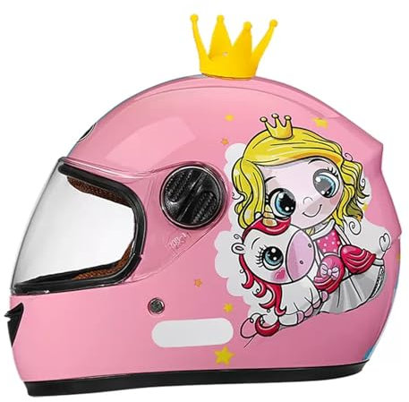 Casco moto integrale per bambini, casco scooter omologato ECE con visiera parasole e sciarpa rimovibile, casco scooter per ragazzi e ragazze dai 3 ai 12 anni B-5,48-55CM