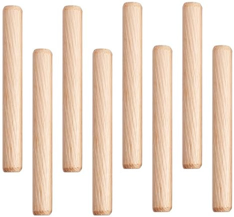 50Pcs Stable Round Grooved Wooden Dowel Rods Lightweight Assorted Wooden Dowels Portable Wooden Grooved Fluted Pins for Fluted Dowel Plugs