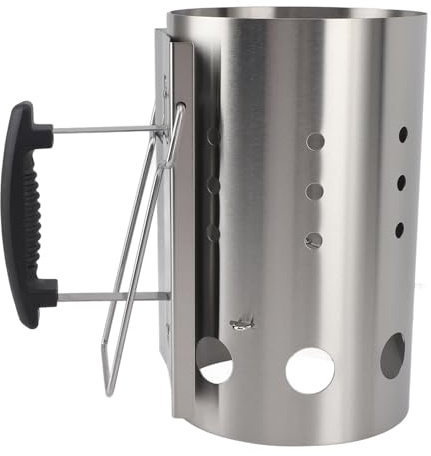 Holzkohle-Anzündkamin, BBQ-Anzündkamin für Holzkohlegrills und Barbecues, Tragbarer, Effizienter Anzündkamin aus Edelstahl für Grill, Camping und Picknick