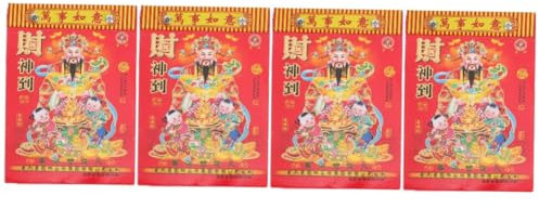 VILLCASE 4stücke Traditioneller Chinesischer Wandkalender Für Jahr Tigers Handgerissener Kalendertagebuch Für Büro Und Zuhause Für Planung Lunarer Ereignisse