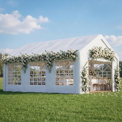 Thanaddo Partyzelt 4 x 6 m, Pavillon mit abnehmbaren Seitenwänden, Pavillon Zelt Gartenpavillon Festzelt Gartenzelt, Weiß