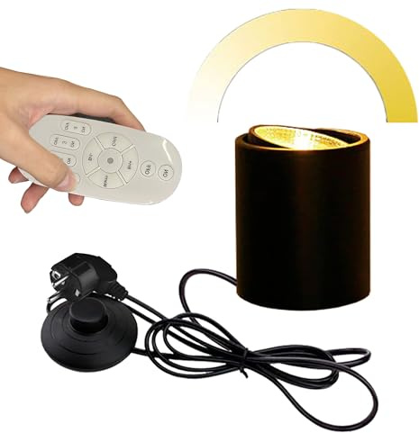 FSLiving 7W LED Accent Uplight mit 1,8m Schaltkabel, Dimmbares Spotlight mit Fernbedienung, led Wandleuchte Wandspot mit Schalter für Galerie Ausstellung Gemälde Platte,Schwarz