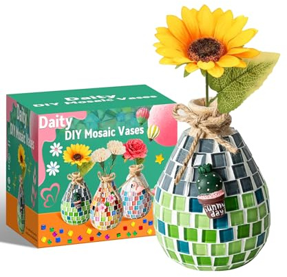 Daity mosaique enfant Kit de bricolage mosaïque cadeau fille de 6 à 12 ans, kit de bricolage,mosaïque adulte, filles de 6 à 12 ans, petit vase en (vert)