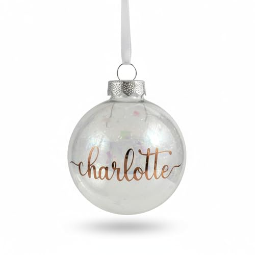 Weihnachtskugel Christbaumkugel Schneekugel personalisiert mit Namen und Handmade Geschenkverpackung Kunstschnee 6cm Weihnachtsgeschenk Nikolaus