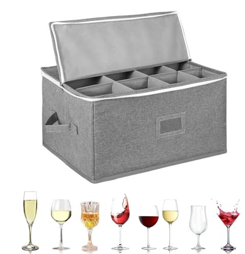 Contenedor de cristalería - Caja protectora de almacenamiento de cristalería, cajas de almacenamiento de copas | Caja de almacenamiento para copas de vino y champán, caja de almacenamiento para vino p