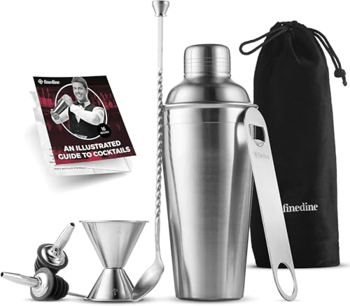 Set di 7 shaker da cocktail strumenti da bar in acciaio inox, kit barman con tutti gli accessori da bar, colino da cocktail, doppio dosatore, cucchiaio da bar, apribottiglie, beccucci