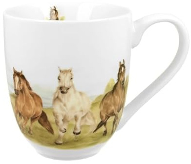 DUO ANIMALS XXL Becher 1000 ml PFERDE (Horses at Gallop) New Bone China Porzellan