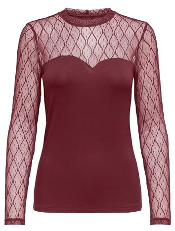 Onlsalina L/S spets mix top JRS, Cabernet, S