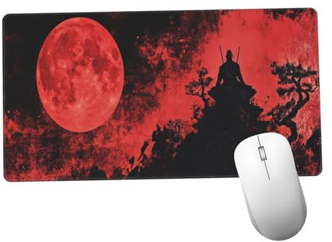 Samurai Alfombrilla Ratón 1400x600x3mm Alfombrilla Raton XXL Grande con Base de Goma Antideslizante, Lavable, Accesorios Gaming Luna, Ordenador Gamer Regalos, Mouse Pad Gaming Mejora La Velocida Y838