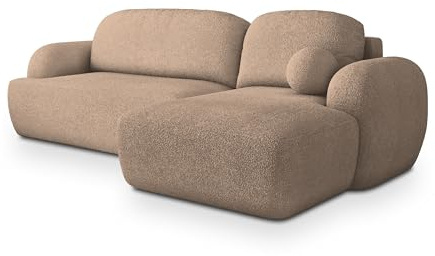 Masseno Ecksofa MODENZA N R-S mit Schlaffunktion L-Form, Sofa mit Bettkasten, Wohnzimmersofa, Couch, Soffa, Bettsofa, Couchgarnitur- Beige, Now OR Never 05