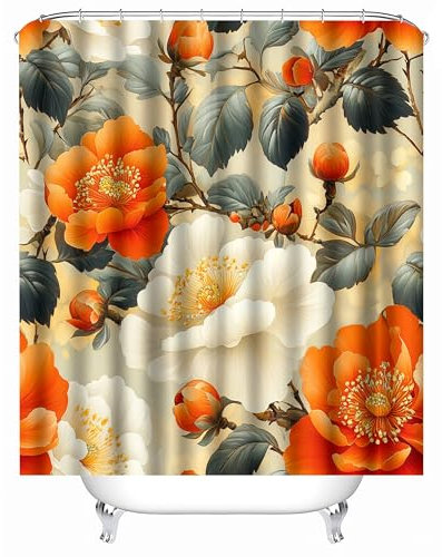 Garden Shower Curtain Outdoor 200x200 cm, Realistic Brick Wall Design, Waterproof Plastic, Mould Proof, and Extra Long Shower Curtain for Bathroom, Hotel Use