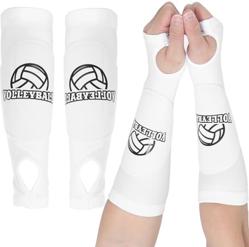 Ymapinc 1 Paar Volleyball Armschone, Weiß Volleyball Unterarmschutz Armsleeve mit Schutzpolster für Kinder Männer und Damen zum Train