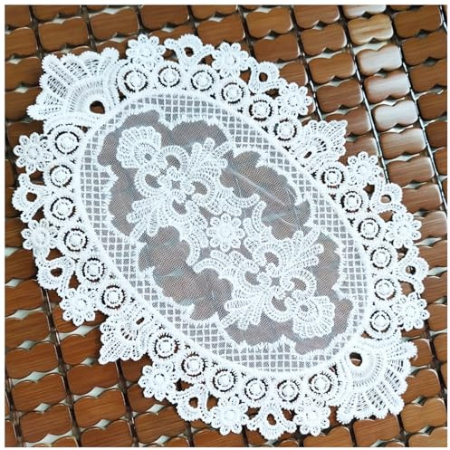 2 Piezas Manteles Individuales Ovalados con Bordado de Encaje, Tapetes de Ganchillo Florales Clásicos Europeos, para Mesa de Comedor, Cocina y Fiesta