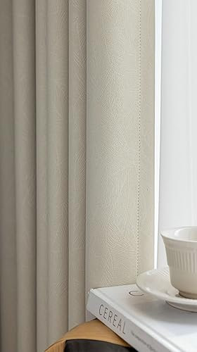 Homxi Vorhang Blickdicht Kinderzimmer 2er Pack,2 x 86W x 160H cm,Gardinen Vorhänge Küchen Beige Einfarbig Ösenvorhang Gardine