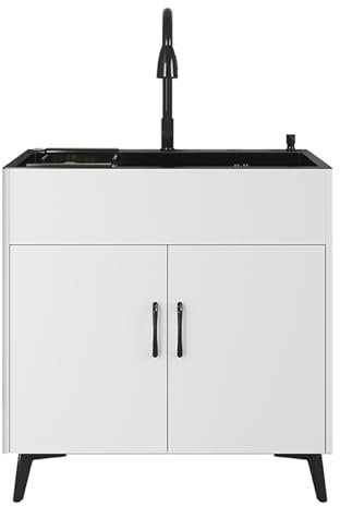 Mobile Da Bagno Mobile Da Bagno Lavabo Singolo in Acciaio Inox con Rubinetto Sotto Lavabo Cucina Mobile Ristorante Lavanderia & Casa 60x45cm Bianco Mobile