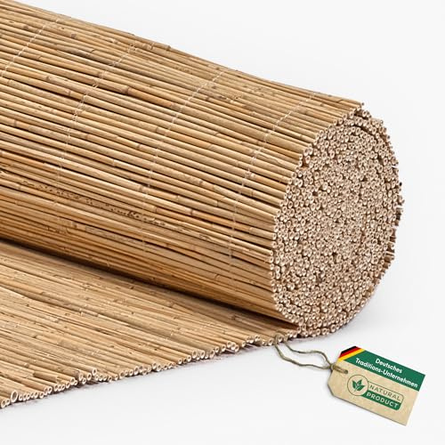 Hiss Reet® Schilf Sichtschutz, Schilfrohrmatte Classic I Schilfmatte als perfekter Windschutz für Balkon, Zaun & Garten I 100x600 cm