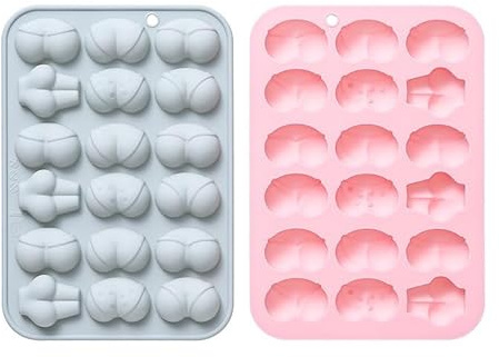 Lot de 2 moules de cuisson sur le thème des fesses pour chocolat, glaçons, gâteaux, desserts, bonbons, savon, décoration de cupcakes, gelée, pudding, cire fondue
