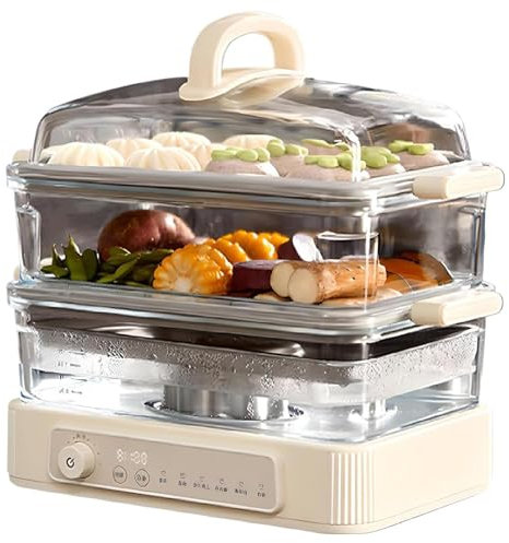 SCARPARE Alimentari da 1500 W con 2 pentole in Ceramica | Cooker a Vapore Multifunzione e capanna | 12h Ritardo avvia | 2L Tank & Juice VAY | per Verdure, carni, Cucina Sana