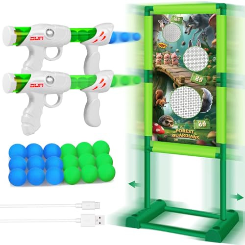 DX DA XIN Cible de Tir Mobile Jeux Enfant Jouets D'Extérieur Comprend 2 Pistolets Jouets 18 Mousse Balles Facile à Transporter Jouet Garcon 4 5 6 7 8 9 10 Ans Cadeaux Créatifs Grande Cible de Tir