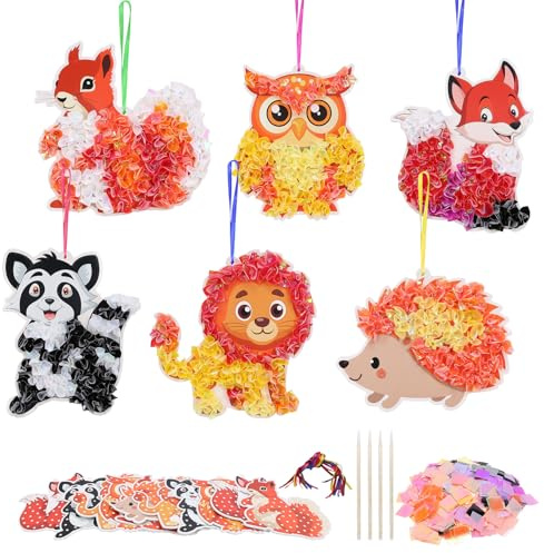 LAMEK 12SET Herbst Bastelsets für Kinder Igel Kreativsets zum Basteln Löwe Fuchs Kreative Kunst Bastelhandwerk Ideale Bastelkoffer Herbstdeko mit Pailletten Moosgummi für Herbstzeit Jungen Mädchen
