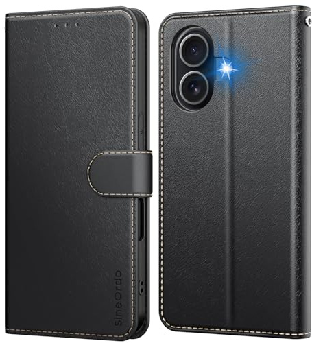 SineOrdo Coque pour iPhone 17 Étui Protection à Rabat, [Pochette de Portefeuille] Antichoc Clapet Housse en Cuir Case Noir