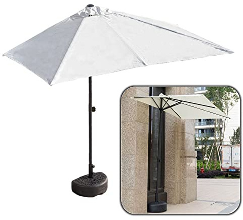 Demi-parasol rectangulaire pour balcon - 250 x 130 cm - Résistant aux intempéries - Avec support - Protection UV - Design élégant - Blanc