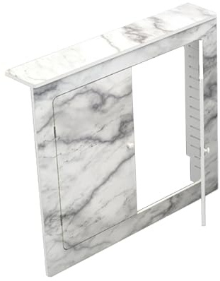 Marble Finish Radiator Cover with 2 DoorsStylish WallMounted Entryway & Bathroom Cabinet for Shower Manifold Plumbing Pipes & Utilities (70x80x15cm/28x32x6in)