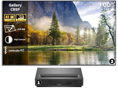 Proyector Láser Formovie Cinema Edge Ust 4K Smart Home Cinema 2100 ISO Liuming 2 + 32Gb Ultra Short Focus 4K Dlp Proyector (Projector + Gallery 100 CBSP Screen)