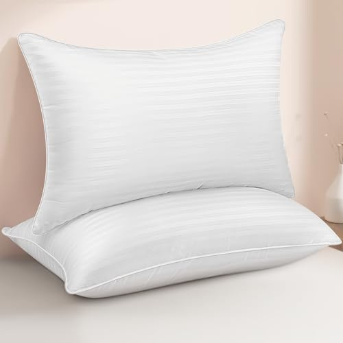 HEYCUZI King Size Bed Pillows - Breathable Down Alternative Hotel Quality Pillows Set of 2 for Side, Back, and Stomach Sleepers Fluffy Cooling Soft Microfiber Fill Premium Skin-Friendly