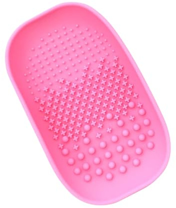 ULTECHNOVO Silicone Makeup Brush Cleaner Pad with Water-filled Design and Easy Storage Pink Brush Cleaning Plate Suitable for Women Random Color