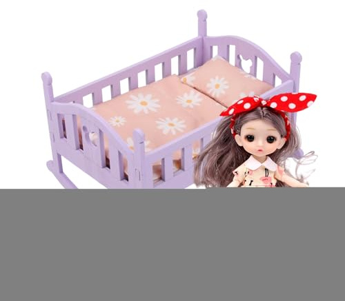 Generico Kinderbett-Set für Puppen Prinzessin - für Holzpuppen, Puppenmöbel aus Holz, realistisches Rollenspielzeug für Kinder, robustes Spielset für das Kinderzimmer