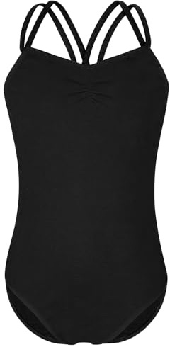 AYBUY Maillot Ballet Danza Niñas, Leotardos de gimnasia, Ballet Body Sin Mangas, Tirantes Cruzados, Leotardo Gimnasia Clásico, Maillot Ballet Danza Niñas para Gimnasia Baile Fiesta, 150 (11-12 Años)