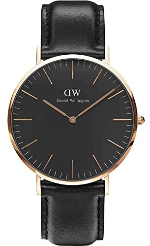 DANIEL WELLINGTON - Orologio uomo 40 mm DANIEL WELLINGTON CLASSIC BLACK SHEFFIELD ROSA GOLD DW00100127, Cinghia