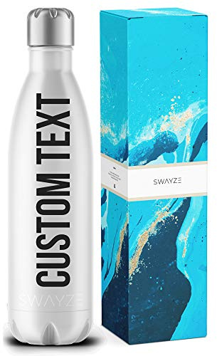 Swayze Personalised Water Bottle, School Water Bottles, Thermal Water Bottles 500ml, Gym Bottle, Bpa Free, Cycling Sports (White, 500ml)