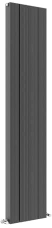 Sovereign Anthracite Aluminium Designer Radiator, 375 x 1800mm | Central Heating Heater, Vertical, Double Panel