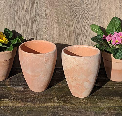 2er Set Blumentöpfe echt Terrakotta ca. 16 cm hoch, Übertopf für Garten und Wohnung Terracotta kein Kunststoff, Blumen Pflanzgefäß