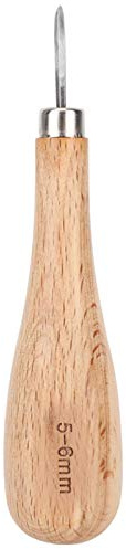 Alène losange manche en bois poinçon à gratter manche en hêtre poinçon diamant poinçon gourde forme en cuir poinçon outil en cuir poinçon(5-6 mm)
