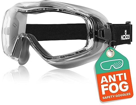 NoCry Schutzbrille für Brillenträger, Antibeschlag und kratzfest, Herren und Damen Sicherheitsbrille, belüftete Panoramagläser, ANSI Z87.1 zertifizierte Vollsichtbrille